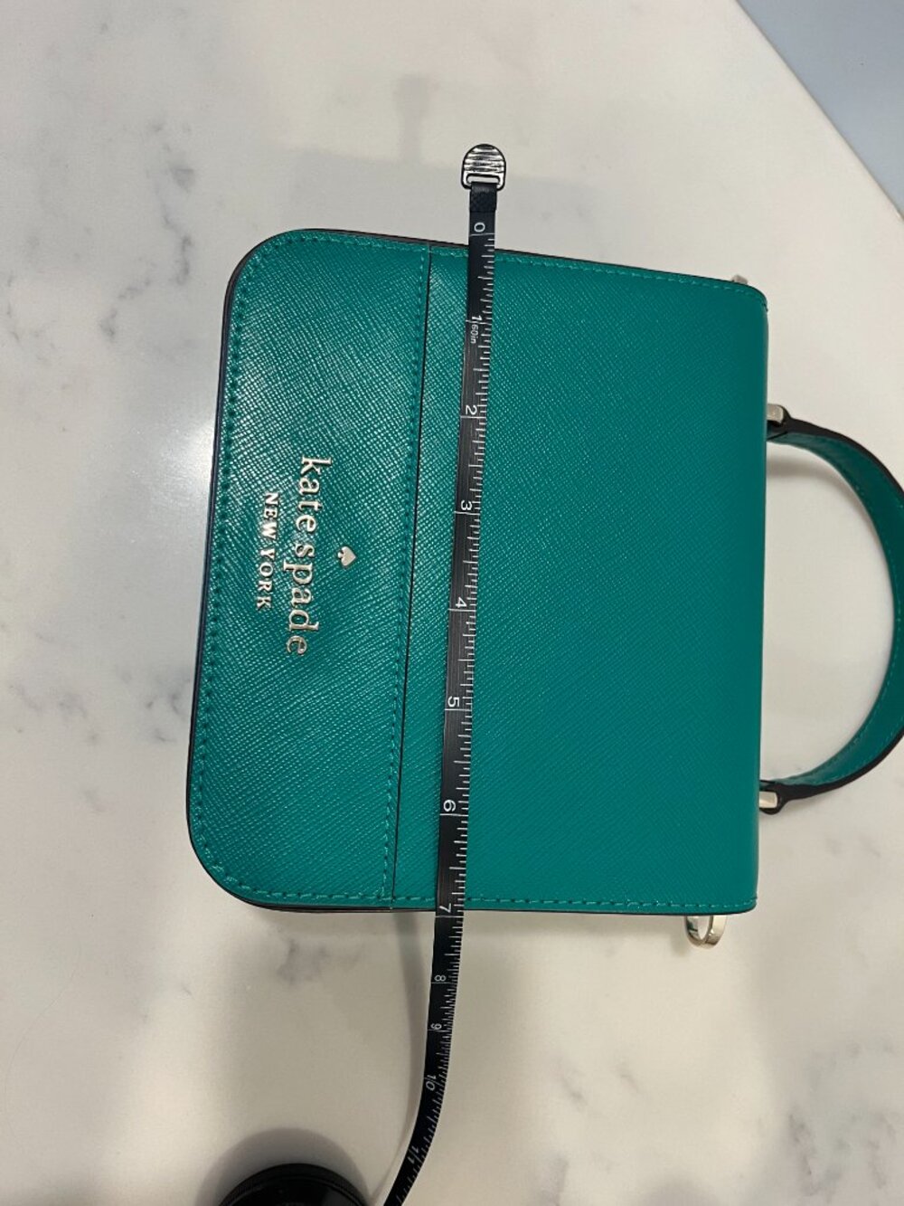 💚👜 Kate Spade Staci Square Crossbody Saffiano Leather | Wintergreen - Picture 4 of 9